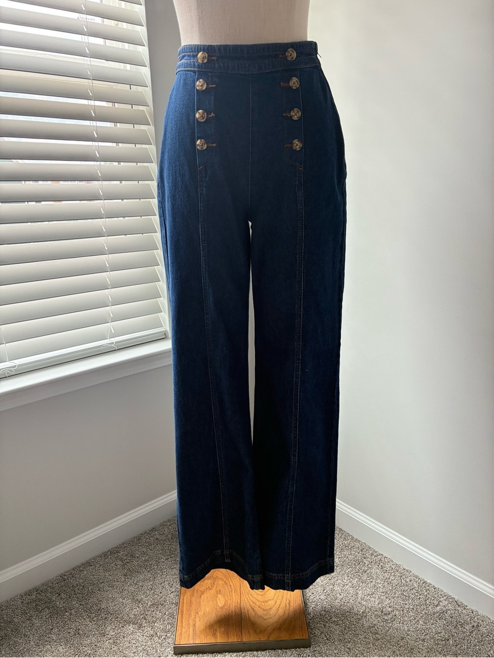 On 34th Women's Double-Breasted Midnight Sailor Wide Leg Jeans